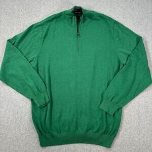Paul Frederick Quarter Zip Pullover Sweater Men's XLT Green Supima Cotton